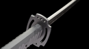 Phantom Shinobi Tactical Sword (Limited) — high-carbon steel, Black ridged handle, gold ring, black textured sheath, holes