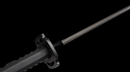 Phantom Shinobi Tactical Sword (Limited) — high-carbon steel, Black ridged handle, gold ring, black textured sheath, holes
