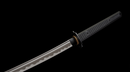 Phantom Shinobi Tactical Sword (Limited) — high-carbon steel, Black ridged handle, gold ring, black textured sheath, holes