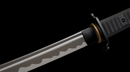 Phantom Shinobi Tactical Sword (Limited) — high-carbon steel, Black ridged handle, gold ring, black textured sheath, holes
