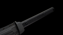 Obsidian Kensei Tactical Sword (Limited) — high-carbon steel, Black ribbed grip, small gold ring, black textured sheath,