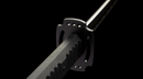 Obsidian Kensei Tactical Sword (Limited) — high-carbon steel, Black ribbed grip, small gold ring, black textured sheath,