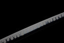 Kinbana no Yaiba Katana - — Manganese Steel, White wrapped handle, gold fittings, black textured saya, blue cord.