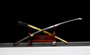 Kohaku Katana - — Tamahagane, Black ito over white rayskin, Gold/black speckled saya, black sageo