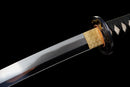 Kohaku Katana - — Tamahagane, Black ito over white rayskin, Gold/black speckled saya, black sageo
