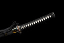 Kohaku Katana - — Tamahagane, Black ito over white rayskin, Gold/black speckled saya, black sageo