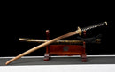Akagane Katana - — Damascus Steel, Black wrap, white diamonds, gold tsuba, black gold floral saya