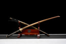 Akagane Katana - — Damascus Steel, Black wrap, white diamonds, gold tsuba, black gold floral saya