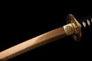 Akagane Katana - — Damascus Steel, Black wrap, white diamonds, gold tsuba, black gold floral saya