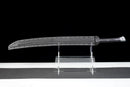 Iron Reaper Tactical Dao — high-carbon steel, Black textured handle, black ribbed polymer sheath with clip.