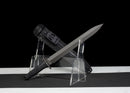 Carbon Viper Short Sword — high-carbon steel, Black patterned handle, black carbon fiber sheath