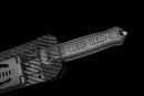 Carbon Viper Short Sword — high-carbon steel, Black patterned handle, black carbon fiber sheath