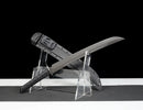 Shadow Fang Tactical Machete Sword — high-carbon steel, Black textured grip, black textured sheath, belt clip