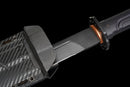 Champion Chopper Tactical Sword — Ceramic Edition — Black ergonomic grip, orange ring, black tactical, carbon fiber pattern