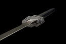 Phantom Tachi Long Tactical Sword — high-carbon steel, Black textured handle, black molded sheath, modular holes, belt clip