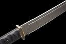 Stealth Hawk Short Sword — Titanium Edition — black textured grip, gold collar, black molded sheath with clip