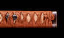 Antique Japanese Katana Sword with Red Saya and Gold Fukurin Momiji Tsuba — Tamahagane