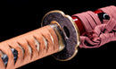 Antique Japanese Katana Sword with Red Saya and Gold Fukurin Momiji Tsuba — Tamahagane