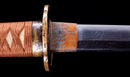 Antique Japanese Katana Sword with Red Saya and Gold Fukurin Momiji Tsuba — Tamahagane