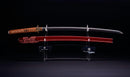 Antique Japanese Katana Sword with Red Saya and Gold Fukurin Momiji Tsuba — Tamahagane