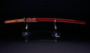 Antique Japanese Katana Sword with Red Saya and Gold Fukurin Momiji Tsuba — Tamahagane