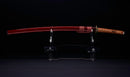 Antique Japanese Katana Sword with Red Saya and Gold Fukurin Momiji Tsuba — Tamahagane