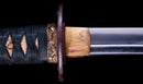 Antique Japanese Katana with Seated Sages Iron Tsuba and Suguha Hamon, Mumei, Edo Period — Tamahagane