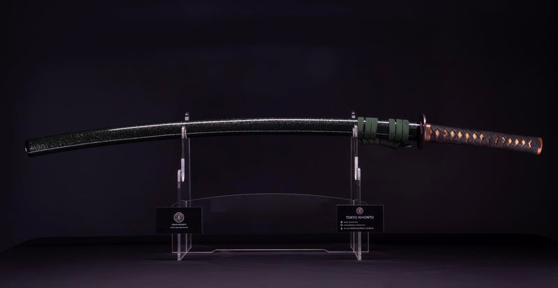 Antique Japanese Katana Sword signed Seki-ju Kaneyoshi with Beautiful Green Saya.