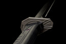 Midnight Tactical Gladius — DLC Elite — 80CrV2 steel, Black grip with pattern, gold guard, black carbon fiber sheath, purple