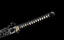 Fubuki Katana - — T10 Steel, Black/white cord handle, silver speckled sheath, matching cord.